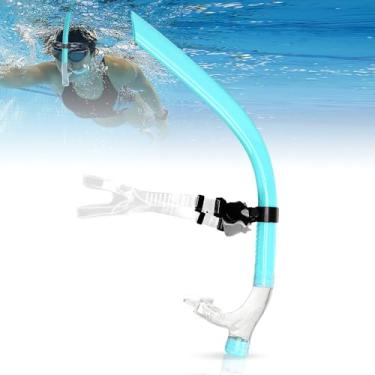 Imagem de Ciano, Swim Fast Snorkel, Snorkel Frontal Natação, Snorkel, Snorkel Adulto, Snorkel para Treino de Natação Unissex, Snorkel Nadador Treinamento Válvula de Purga Unidirecional