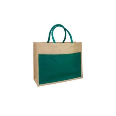 Imagem de Bolsa de juta Ecofamy Beach bicolor verde com bolso de tecido - Lightb