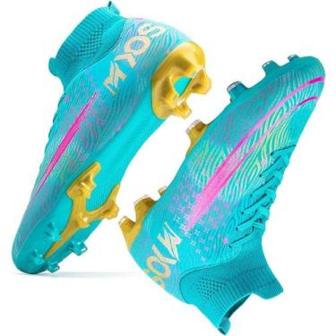 Imagem de Tênis de futebol masculinos de futebol com pontas longas, couro e borr