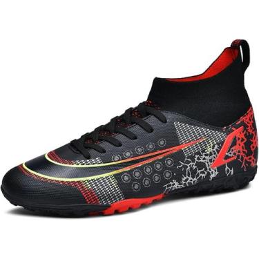 Imagem de Tênis de futebol masculinos de futebol com pontas longas, couro e borr