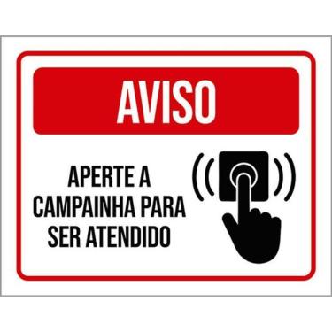 Imagem de Kit 10 Placas Aviso Aperte Campainha Ser Atendido Desenho