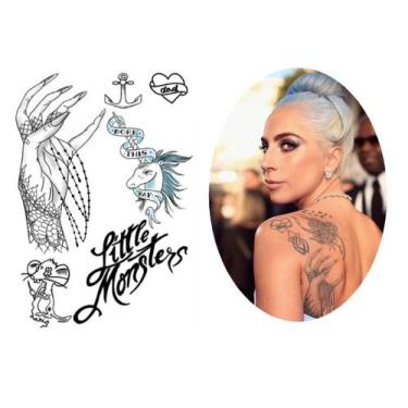 Imagem de Tatuagem temporária cosplay Lady Gaga modelos - 3i, Preto 1