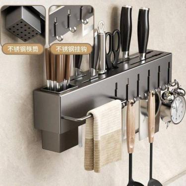 Imagem de Suporte Organizador para Utensílios de Cozinha 6 Ganchos - Cinza - TOP