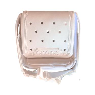 Imagem de Crocs Bolsa tiracolo clássica branca com alça ajustável, bolsos e furos Jibbitz