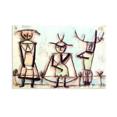 Imagem de Zeichn8u Paul Klee Wall Art Trio from a Operetta Poster surrealismo Impressão de arte em tela por Paul Klee Pintura arte de imagem quarto sala de estar escritório decoração de parede 90 x 60 cm (35 x