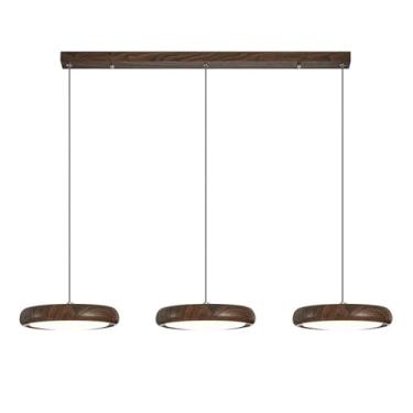 Imagem de Luminária pendente de 3 luzes LED para ilha de cozinha, lustre com regulagem de intensidade, luminária de teto moderna para sala de jantar, luminárias suspensas redondas sobre a mesa