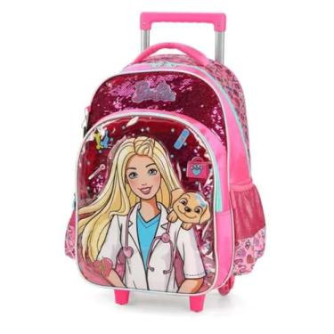 Imagem de Mochila Escolar, Infantil, com Rodinha, Barbie, G, Pink - Luxcel