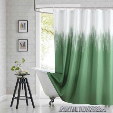 Imagem de Cortina de chuveiro BESTRIPES Verde e Branca 137x198cm Poliéster