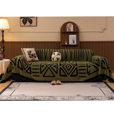 Imagem de Capa de sofá HANDONTIME Olive Green Shu Velveteen 180x300cm