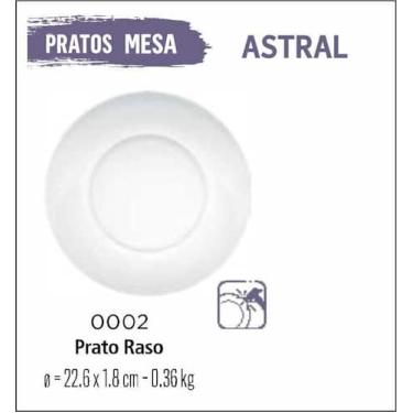 Imagem de Prato Astral Rasos Vidro Liso 23cm Almoço Jantar Dia a Dia 01uni - Nad