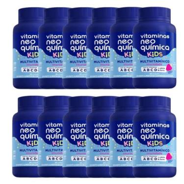 Imagem de Kit 12 Vitaminas Kids Morango 60 Comprimidos - Neo Química