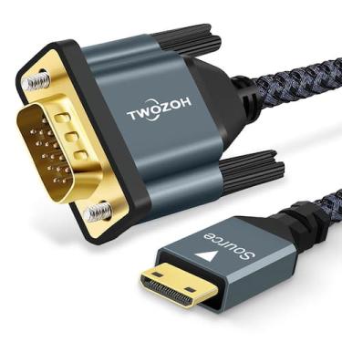 Imagem de Cabo Mini HDMI para VGA Twozoh de 6,6 pés banhado a ouro e trançado