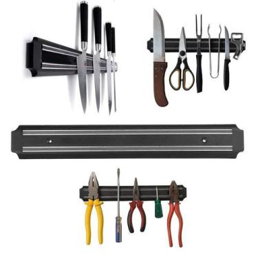 Imagem de Barra Magnética Imã Suporte Facas Porta Ferramentas Multiuso Cozinha 3