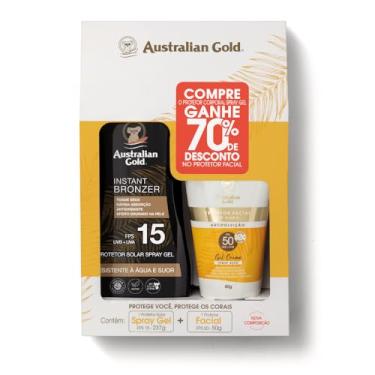 Imagem de PROMOPACK AUSTRALIAN GOLD PROTETOR SOLAR CORPORAL SPRAY GEL FPS 15 237g + PROTETOR SOLAR FACIAL GEL CREME FPS 50 50G