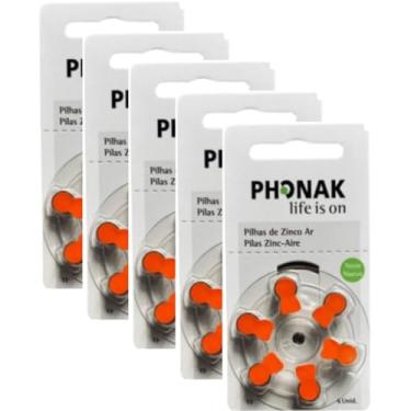 Imagem de Pilhas Bateria Phonak 13 para Aparelho Auditivo - Phonak 13-30 Unidades - Laranja