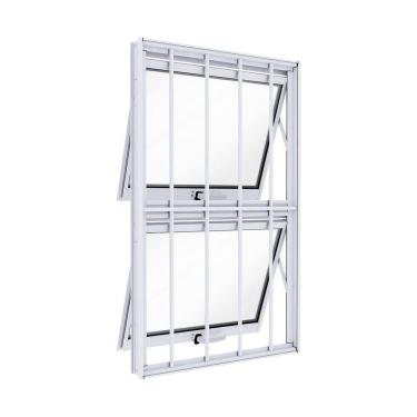 Imagem de Janela de Alumínio Máximo Ar Duplo Vertical com Grade 100x60cm Lucasa Ideale Branco