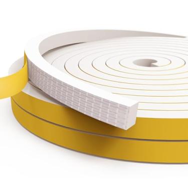 Imagem de Excluidor de rascunho para janelas de portas, 1/5.1 cm x 3/20.3 cm x 13 m, fita de espuma autoadesiva, tira de vedação contra clima, para lacuna branca