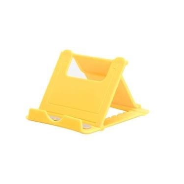 Imagem de Suporte de telefone amarelo, prático, ângulo ajustável, dobrável, portátil e compacto, base dobrável para smartphone