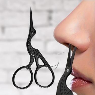 Imagem de Tesoura pequena com design de ponta redonda, tesoura para aparar pelos do nariz, sobrancelha, orelha, barba e bigode (preto)