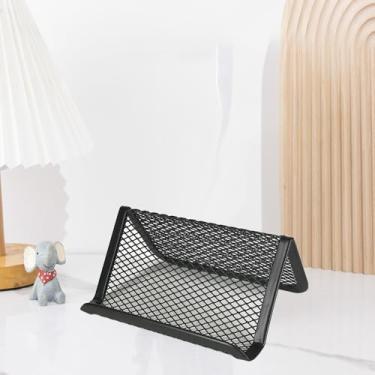 Imagem de Porta-cartões de visita de malha de metal preto, organizador de cartões de visita para mesa de escritório, visor resistente para escritório (preto, pacote com 4)