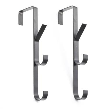 Imagem de Pacote com 2 ganchos sobre a porta, ganchos de revestimento duplo, gancho de porta para evitar arranhões para sala de estar, banheiro, roupas penduradas na cozinha, casacos, bolsas (preto)