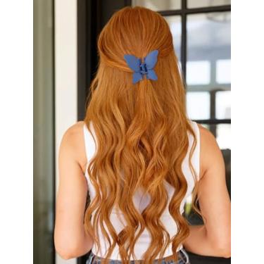 Imagem de 1 clipe de garra de cabelo de borboleta, grampo de cabelo de rabo de cavalo de borboleta de plástico azul marinho, presilhas clássicas elegantes para mulheres, festas, casamentos, acessórios finos