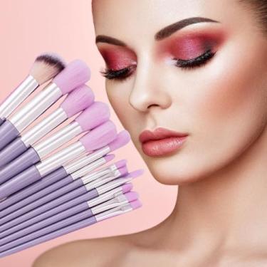 Imagem de Conjunto de pincéis de maquiagem profissionais de 13 peças – Pincéis macios e fofos para base, blush, sombra e contorno