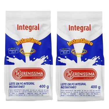 Imagem de 2 Unidades Leite em Pó Integral Instantaneo LA SERENÍSSIMA Sachê 400g