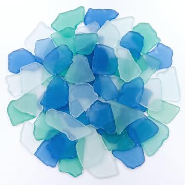 Imagem de Keedolla Vidro marinho caído para artesanato - Peças planas de vidro marinho fosco de 283 g trituradas para artesanato DIY, enchimento de vasos, casamentos na praia, aquário e decoração de casa (azul