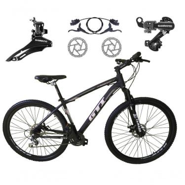 Imagem de Bicicleta Aro 29 Gti Roma 21v Câmbios Shimano Freio Disco Hidráulico Alumínio Garfo Suspensão - Preto-cinza Tam.15