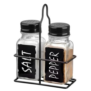 Imagem de Galheteiro Saleiro e Pimenteiro Com Suporte Vidro e Metal