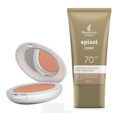 Imagem de Kit Protetor Solar Episol Color Pele Morena FPS 50 Pó Compacto 10g e Protetor Solar Tom 1 Extra Claro FPS 70 40ml