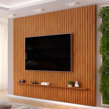 Imagem de Painel Ripado Para TV 75 Pol Sala Quarto 275x240cm Lexa D05 Freijó - L