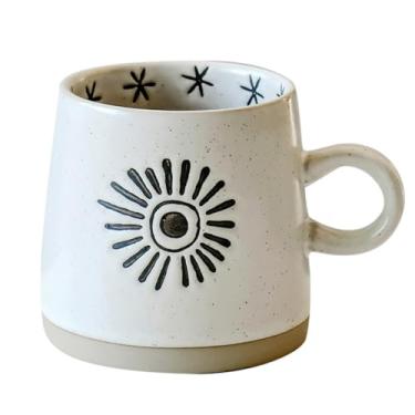 Imagem de WeyMax Caneca de cerâmica, caneca de café lua e sol com alça, xícaras de chá duráveis e elegantes para casa, escritório, presente - Segura para lava-louças e micro-ondas