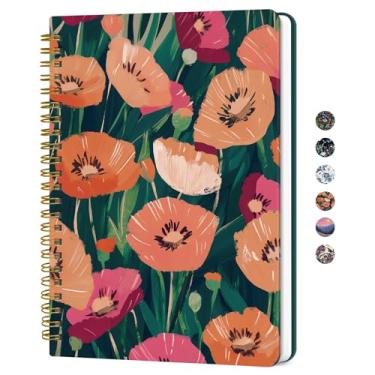 Imagem de Caderno de diário espiral forrado para mulheres, diários pautados pela faculdade A5 para escrever, cadernos de capa dura para trabalho, anotações e material escolar de escritório, 140 páginas - Golden