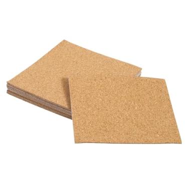 Imagem de Generic 12 tapetes de cortiça autoadesivos marrons 10 x 10 x 2,5 cm, folhas de partícula de cortiça com adesivo para montagem na parede, artesanato e decoração de casa