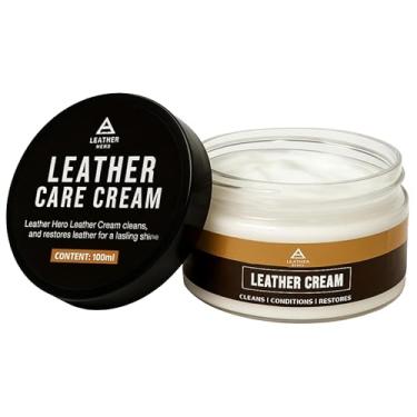 Imagem de Leather Hero Creme condicionador de couro bálsamo – limpa, suaviza, condiciona, restaura e brilha – 100 ml (96 g) – Cuidados de couro premium para móveis, assentos de carro, sapatos, bolsas e jaquetas