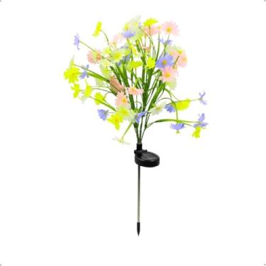 Imagem de Luzes de Natal, Enfeite de Natal para Jardim Externo, Kit 4 Espeto Jardim Solar Flor de Margarida Colorida com Placa Solar Prova D'áGua Ambiente Externo(1 pç)