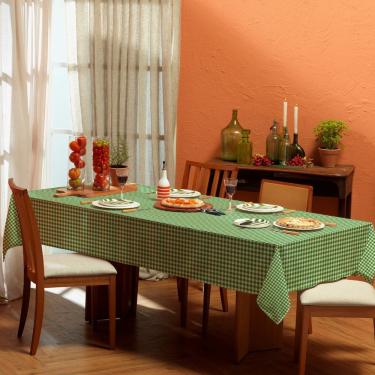 Imagem de Toalha De Mesa Retangular 1,40m X 2,10m Xadrez Teka Italianinha 6 Lugares Verde