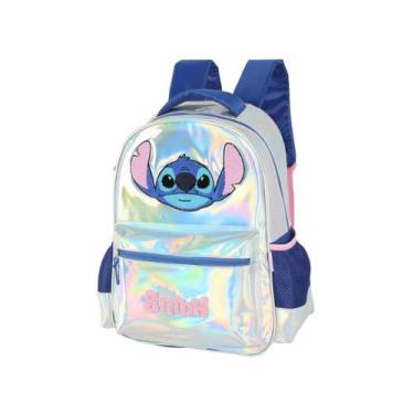 Imagem de Mochila Costas Stitch Escolar Holográfica Meninas Infantil, Prata