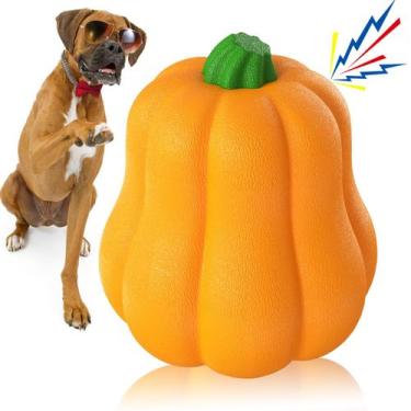Imagem de Brinquedo para cães TLKNG Pumpkin Squeaky para mastigadores grandes e 