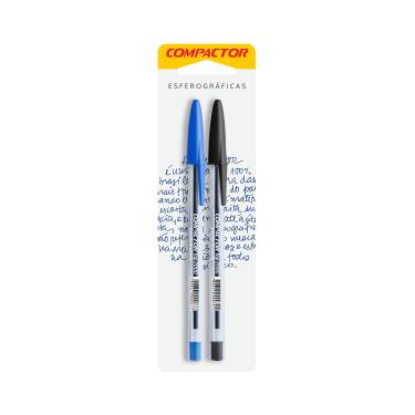 Imagem de Caneta Esferográfica Compactor Top 2000 1.0mm Azul e Preta com 2 Unidades