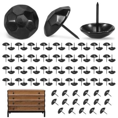 Imagem de Tzdxfgl 100 peças de unhas decorativas, tachinhas de estofamento preto fosco resistente à ferrugem, tachinhas de tartaruga para móveis, portões de madeira, venezianas, portas de celeiro e decoração de