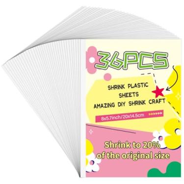 Imagem de 36 folhas de plástico retrátil, folhas retráteis, folhas de filme retrátil em branco, folhas foscas de papel de arte retrátil para chaveiro faça-você-mesmo, artesanato criativo, joias, brincos, colar