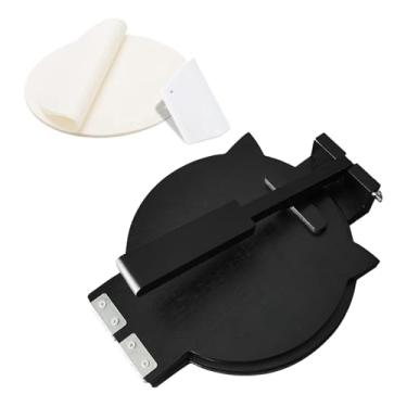 Imagem de Prensa de tortilha de madeira – Máquina de tortilha de bambu de 25 cm com 50 papel manteiga e cortador de massa, prensa de massa caseira mexicana Prensa Para tortilhas para burritos, taco, roti (preto