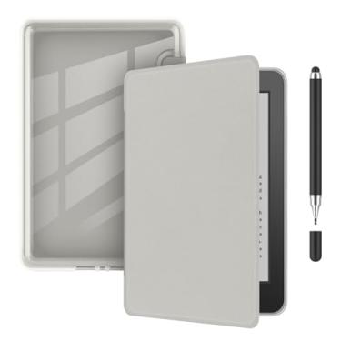 Imagem de Akacy Capa protetora dobrável transparente e macia com textura de imitação de couro para Kindle Paperwhite de 7 polegadas (Geração 2024), capa leve (7)