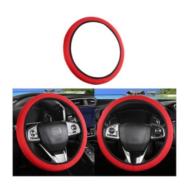 Imagem de Sandfren Capa de volante de carro, protetor de volante de veículo de microfibra elástica elástica de 38 cm, acessórios internos automotivos respiráveis, universal para caminhão SUV RV (vermelho)