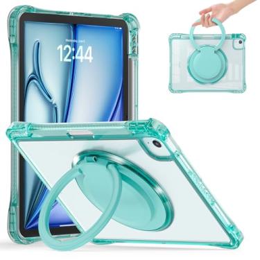 Imagem de Tuiklol Capa traseira transparente para iPad Air 11'' Air 7ª 6ª geração 2025 2024/iPad Air 10,9'' Air 5ª 4ª geração 2022 2020/iPad Pro 11'' 4/3/2/1 geração 2022-2018 protetor giratório com suporte