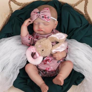 Imagem de Bebê Reborn Boneca Silicone Menina Realista Corpo de Silicone Cabelo Pintado Pode dar Banho Com Acessórios 48cm