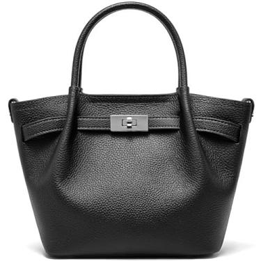 Imagem de Bolsas de couro genuíno para mulheres: bolsas pequenas para senhoras, bolsas transversais de designer de luxo, Preto, Small